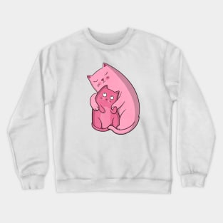 Hugging Pink Cats Crewneck Sweatshirt